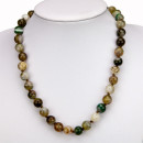 Special price: necklace fac. agate brown/green, AB, 10mm