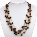 Special price: multi-strand necklace gold sandstone/blue...