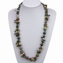 Special price: Long necklace Indian agate with freshwater...