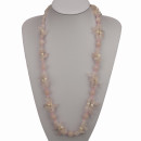 Special price: Long necklace rose quartz with freshwater...