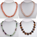 Set 2: 10 necklaces natural stone mixed, AB