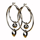 Earrings, 35+25mm, silver