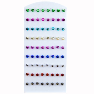 Set: 36 Paar Ohrpins, Mix, 6mm