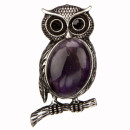 pendant/brooch owl with amethyst, 50x26mm