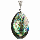 Painted pendant with abalone, 86x42mm