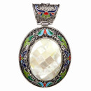 Lacquered pendant with mother of pearl, 80x50mm