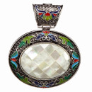 Lacquered pendant with mother of pearl, 70x60mm