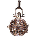 Pendant basket for sound balls, rose gold with stones