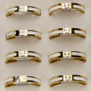 Edelstahlring Keramik mit Stein, Gold-Weiß...
