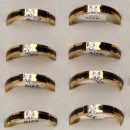 Edelstahlring Keramik mit Stein, Gold-Schwarz...