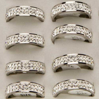 Stainless steel ring diamond, silver