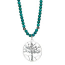 long necklace synth. turquoise, silver tree of life