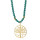 long necklace synth. turquoise, gold tree of life