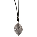 Lange Modekette mit Anhänger Blatt, 75cm