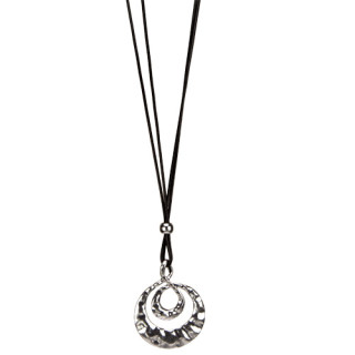 Lange Modekette mit Anhänger Kreis, 80cm