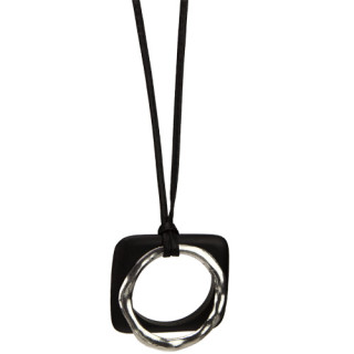 Lange Modekette mit Anhänger Kreis, 80cm