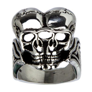 Bikerring aus Edelstahl, Totenkopf Größe 23