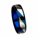 Edelstahlring Blau-Weiß