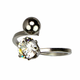 Edelstahlring mit Stein, Silber