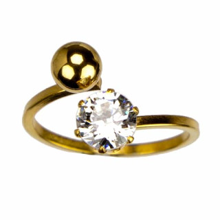 Edelstahlring mit Stein, Gold
