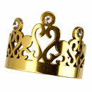 Edelstahlring, Krone mit Steinen, Gold