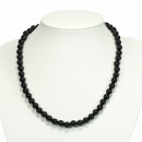 Necklace ball agate black, 8mm