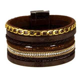 Modisches Armband PU, 20x3,5cm, Braun-Gold