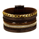 Bracelet PU, 20x3,5cm, brown-gold