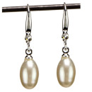 Earring freshwater pearl, 6x10mm, mix