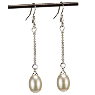 Earring freshwater pearl, 6x10mm, mix