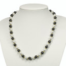 Black and white magnetic pearl necklace, 8mm