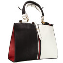 Fashionable handbag, black, white, red