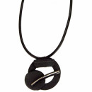 Wax ribbon necklace with pendant black