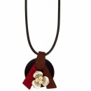 Wax ribbon necklace with pendant flower