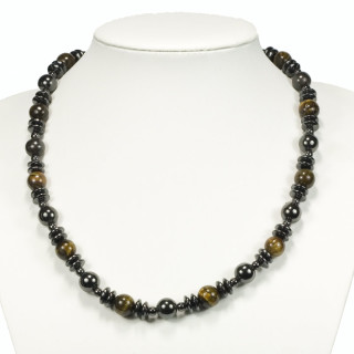 Magnetic pearl necklace tiger eye