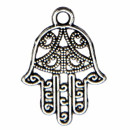 50 Anhänger / Charms Fatimas Hand, Silber