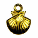 50 Anhänger / Charms Muschel, Gold
