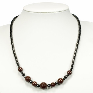Hematite necklace with synthetic jasper