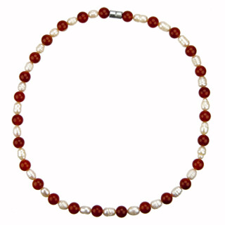 Necklace carnelian/freshwaterd pearl - only 2pcs left!