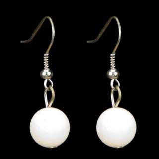 Natural pearl earrings white foam coral, 10mm