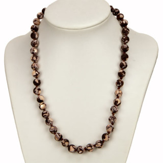 Necklace mother of pearl, brown, matt, AB, 8mm