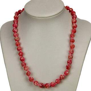 Necklace mother of pearl, red, matt, AB, 8mm