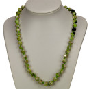 Necklace mother of pearl, light green, mat, AB, 8mm
