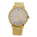 Fashionable watch with mesh strap, gold, no battery check!