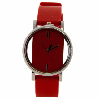 Modische Uhr mit Silikonarmband, Rot, ohne Batteriecheck!