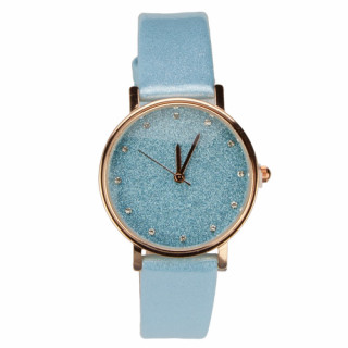 Armbanduhr mit Glitzereffekt, Hellblau/Rose, ohne Batteriecheck!