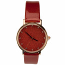 Armbanduhr mit Glitzereffekt, Rot/Rose