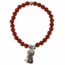 bracelet, 6mm, agate red, owl