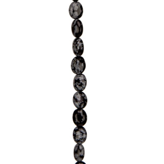 Strang Schneeflockenobsidian, Oval 10x8x5mm - nur noch 2 Stränge!