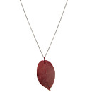 Necklace leaf, 80cm, red